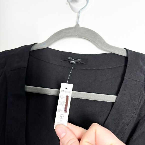 Madewell Mini Dress Womens Pleated Waist True Wrap V-Neck Dress Black Size 0 NWT - Picture 6 of 13